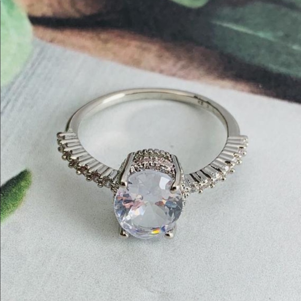 Oval CZ Solitaire Ring